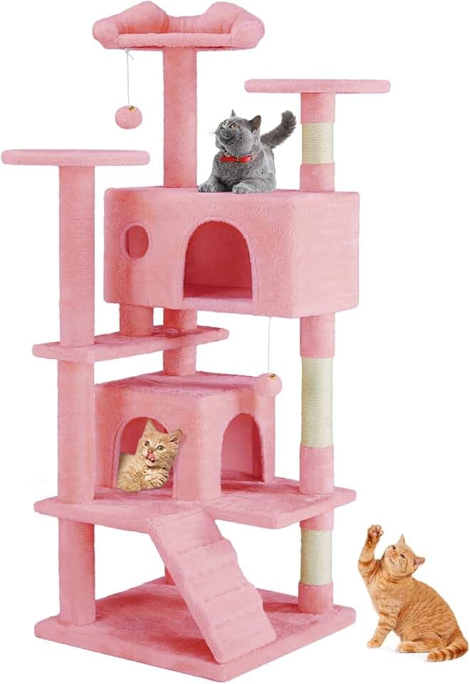 Sweetcrispy 54-inch Cat Tree Tower with Scratching Posts, Indoor Use