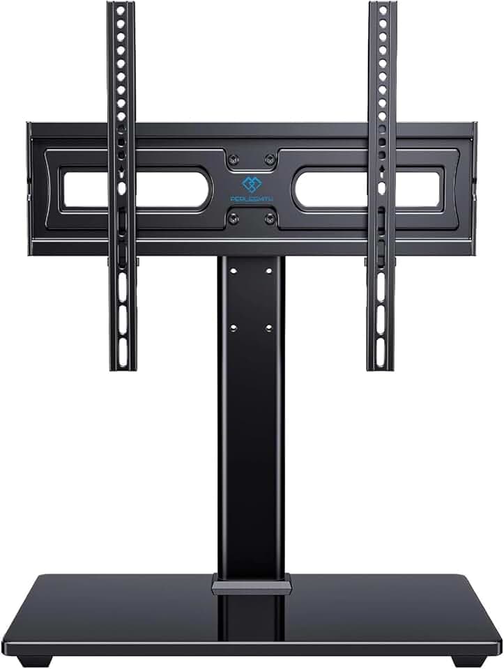 PERLESMITH Universal Swivel TV Stand Legs for 32-65 inch TVs up to 88lbs, Height Adjustable Table Top Stand Base, Television Mount Stands with Tempered Glass Base, Universal VESA 400x400mm, PSTVS17
