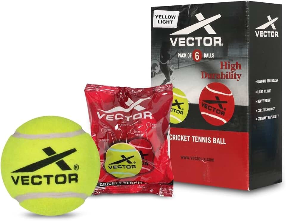 Vector X Cricket Tennis Ball | Standard Size | Use for Cricket & Tennis Racket | Pressure-Less Technology | Woven EU Felt Construction