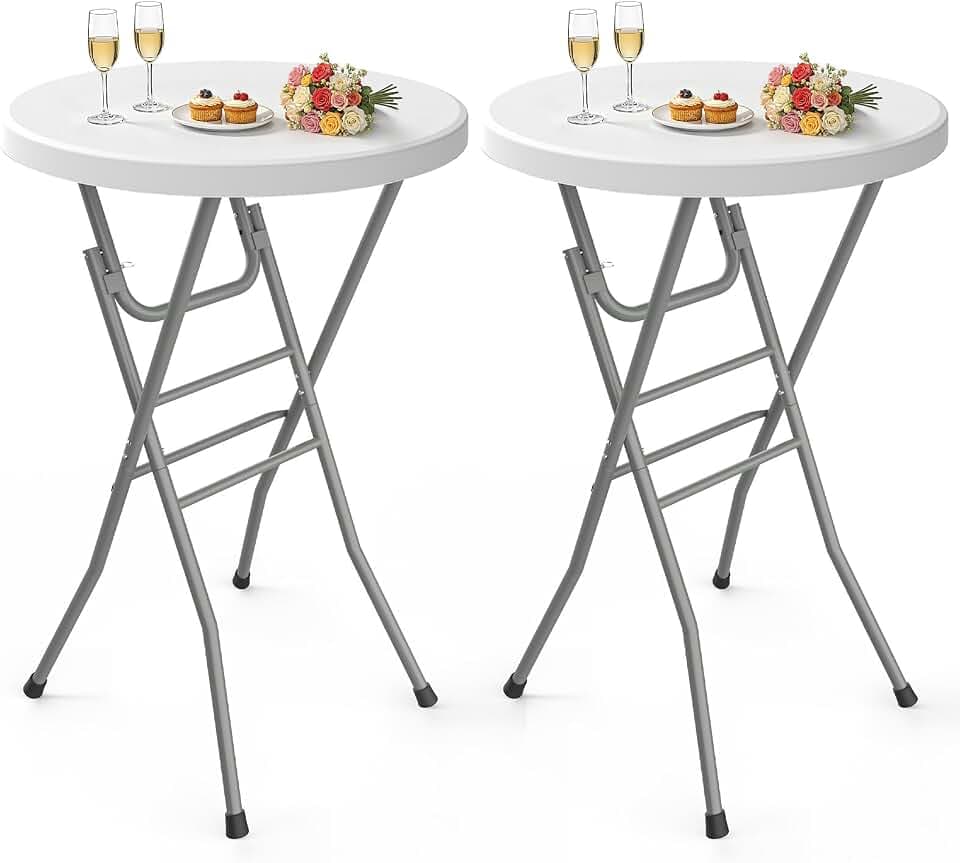 Pureegg Round Cocktail Table - High Top Bar Table 28" x 43.3", 2PCS
