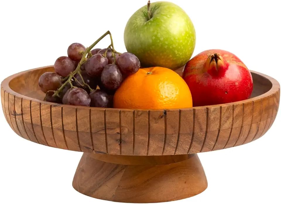 Obstschale mit Sockel, 30,5 cm breit und 12,7 cm hoch (natürliches Finish)