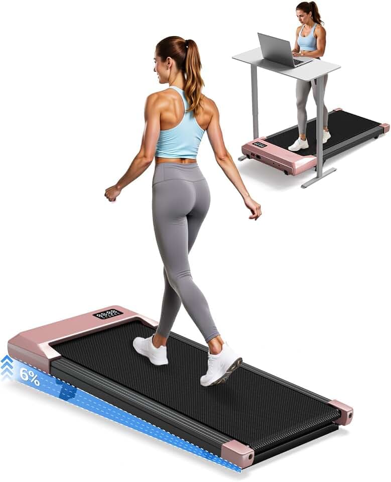 Superun Walking Pad with 6% Incline, 2.5HP Treadmill, 0.6-3.8 MPH, 300 lbs