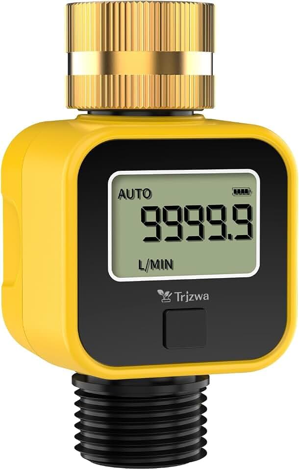 Garden Hose Water Flow Meter with 3/4 Inch Brass Inlet Metal Thread