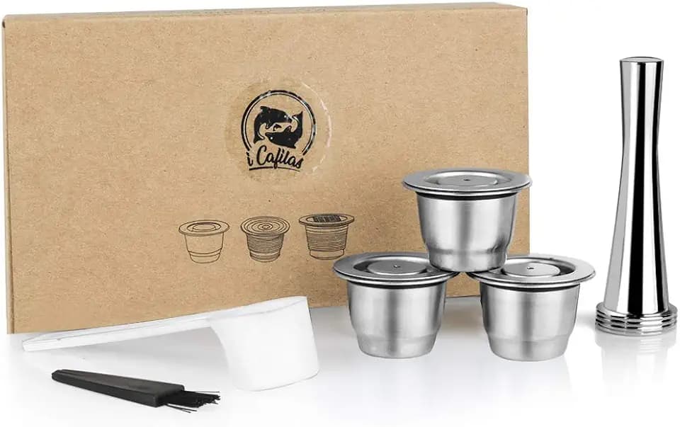 i Cafilas Reusable Coffee Pods For Nespresso Original Line,3 Pods+ Tamper