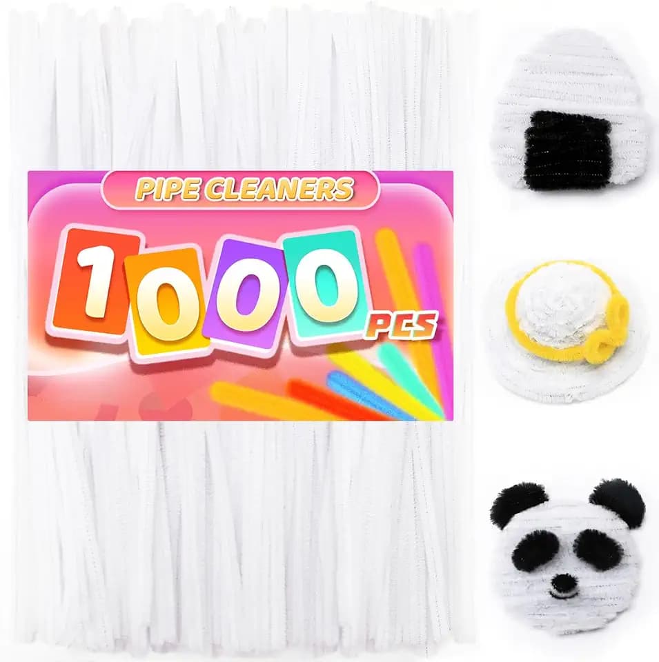 Praisebank 1000pcs White Pipe Cleaners for Crafts