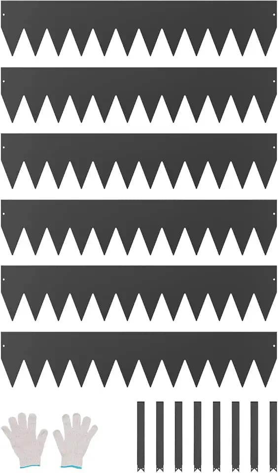 VEVOR Rasenkante, 6er-Set, 1016x203x1,5 mm, rostbeständige Beeteinfassung aus Metall, biegbare Beetumrandung, Raseneinfassung, Trennwand für Blumenbeete, Hofwege, schwarz