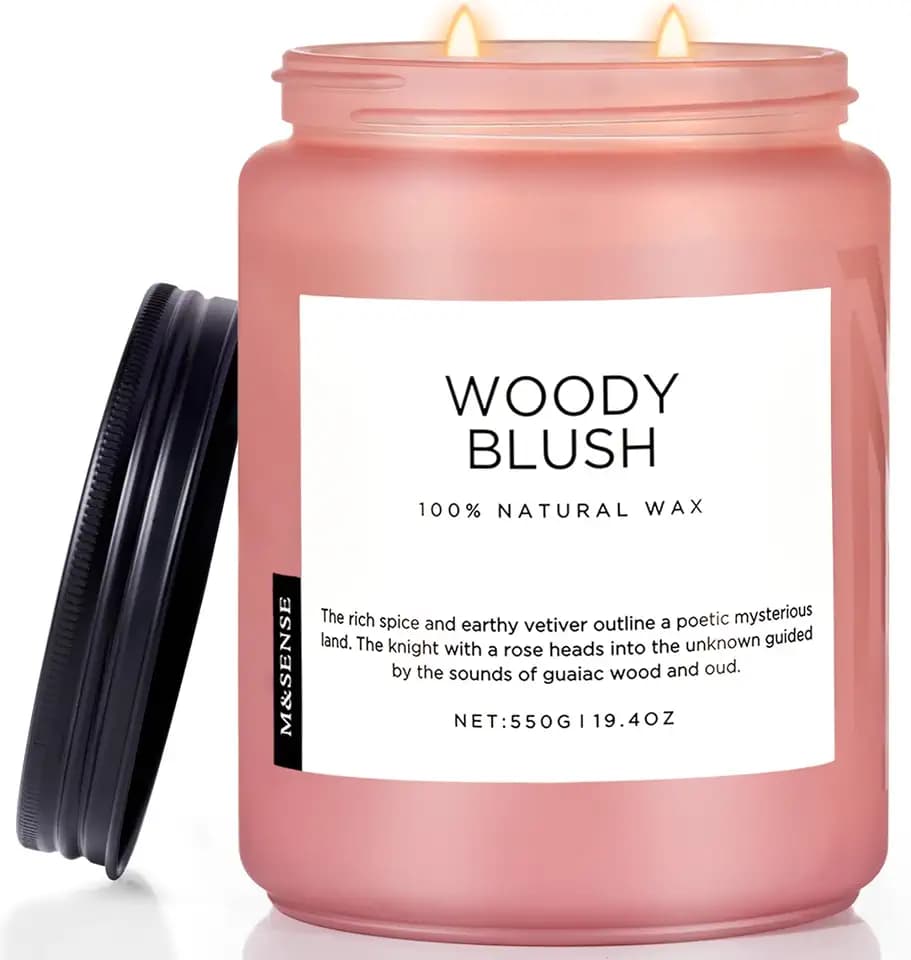 M&SENSE Large Rose Oud Scented Candles, 19.4oz Natural Soy Wax, 110-Hour