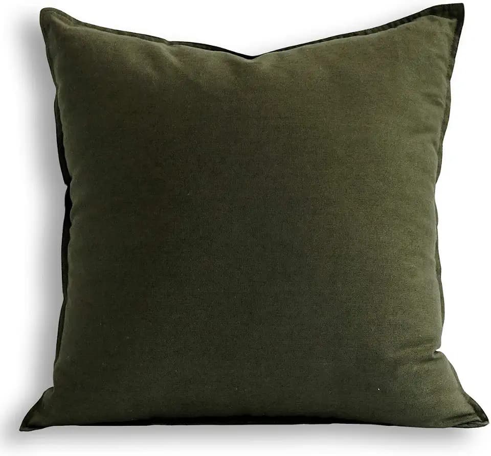Jeanerlor SureGuard Pillowcase Cousion Cover Decor Cotton Linen with Unique Design to Embellish Study Room/House/Office, 20"x20"(50 x 50cm),Olive Green