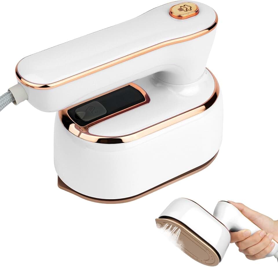 AUAUY Dampfbügeleisen Mini, 1000 W Faltbares, mit 100 ml Wassertank, Weiß | Tragbares Reisebügeleisen, Handbügelmaschine, Trocken und Nassbügeln Dampf, Kleines Bügeleisen Dampf, für Zuhause, Unterwegs