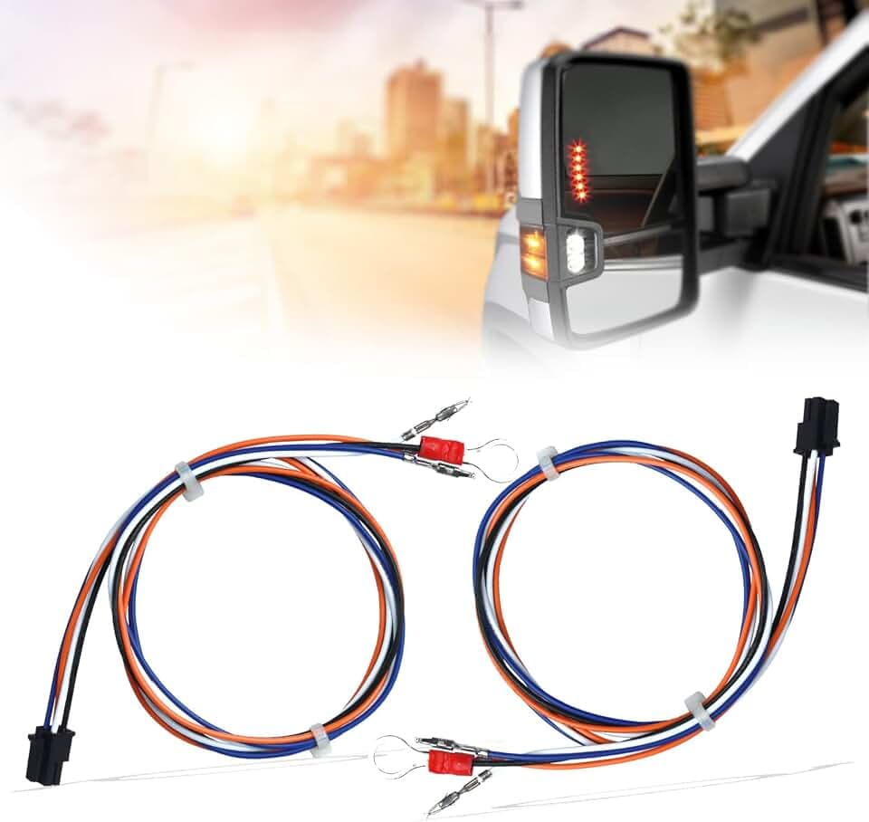 Tow Mirrors Wiring Harness Compatible with Chevrolet Chevy Silverado GMC Sierra 1500 2500 HD 2014-2018 Cargo Lights Running Lights Turn 2Pcs