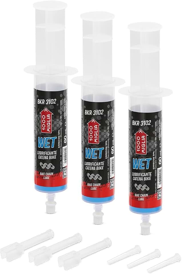 Errecom BKR 3101 DRY Fahrradkette Schmiermittel für trockene und staubige Straßenbedingungen - 12ml, Spritze mit Drop und Huggie System Applikatoren, fluoreszierende und duftende Formel