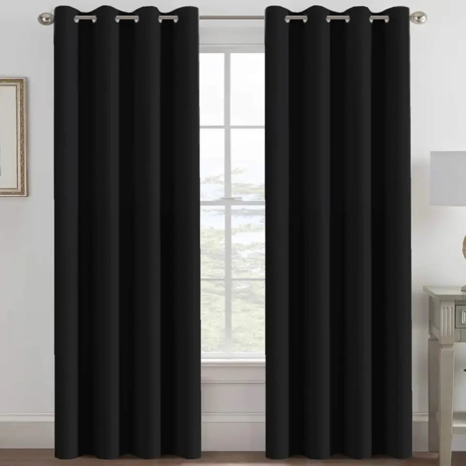 H.VERSAILTEX 100% Blackout Curtains for Bedroom Black Out Curtains 96 inch Thermal Insulated Long Blackout Curtains for Living Room, Energy Saving Curtains for Patio Door Grommet (1 Panel, Jet Black)
