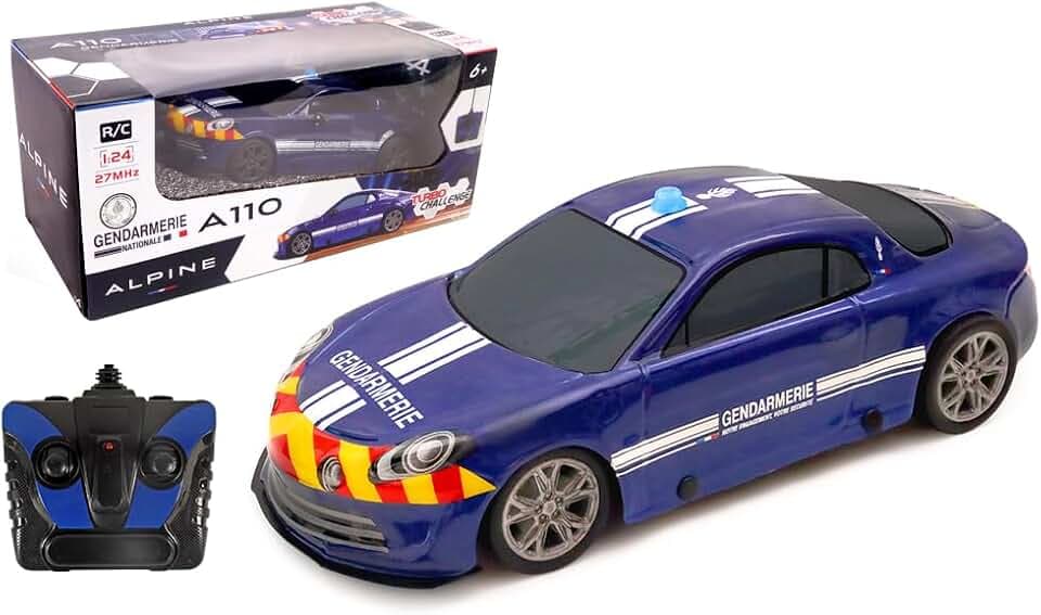 MGM Turbo Challenge - Alpine A110 - Gendarmerie - 099216 - Ferngesteuertes Auto - Blau - 1/24 - Batterien Nicht enthalten - Kunststoff - Kinderspielzeug - Geschenk - Ab 6 Jahren