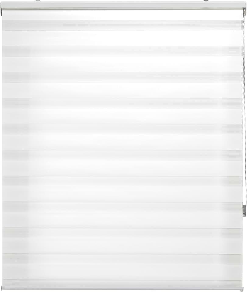 Elegantes Rollo für Nacht und Tag, Größe 110 x 180 cm (Breite x Höhe), einfache Montage, Stoffgröße 107 x 175 cm, Weiß