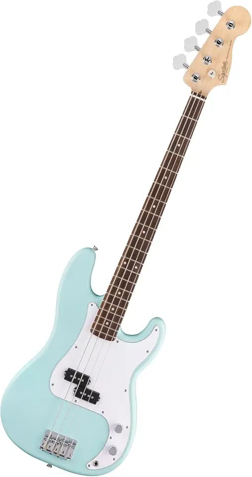 Squier by Fender Debut Collection Precision Bass, Laurel-Griffbrett, Weißes Schlagbrett, Daphne Blue