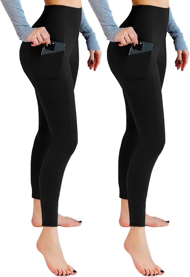 Leafigure 2er Pack High Waist Leggings Damen mit Taschen