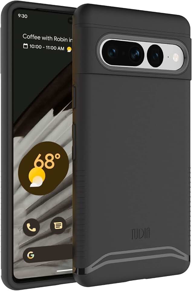 TUDIA DualShield kompatibel für Google Pixel 7 Pro Hülle (2022), [Merge] Stoßfestes Dual Layer Dünn TPU Militär Grade Handyhülle Pixel 7 Pro - Matt-Schwarz
