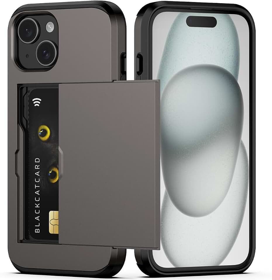 Nvollnoe for iPhone 15 Case with Card Holder Coffee