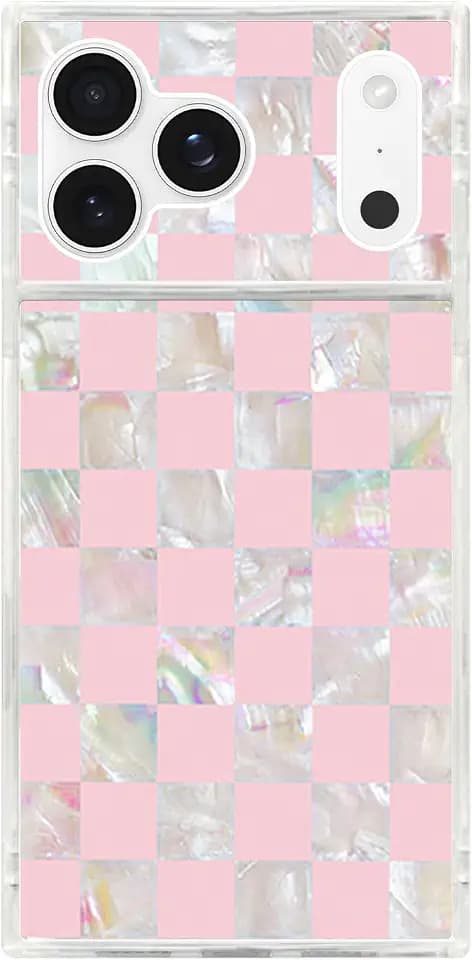 Flaunt Official Square iPhone 17 Pro Max Case - Checkered Mother of Pearl