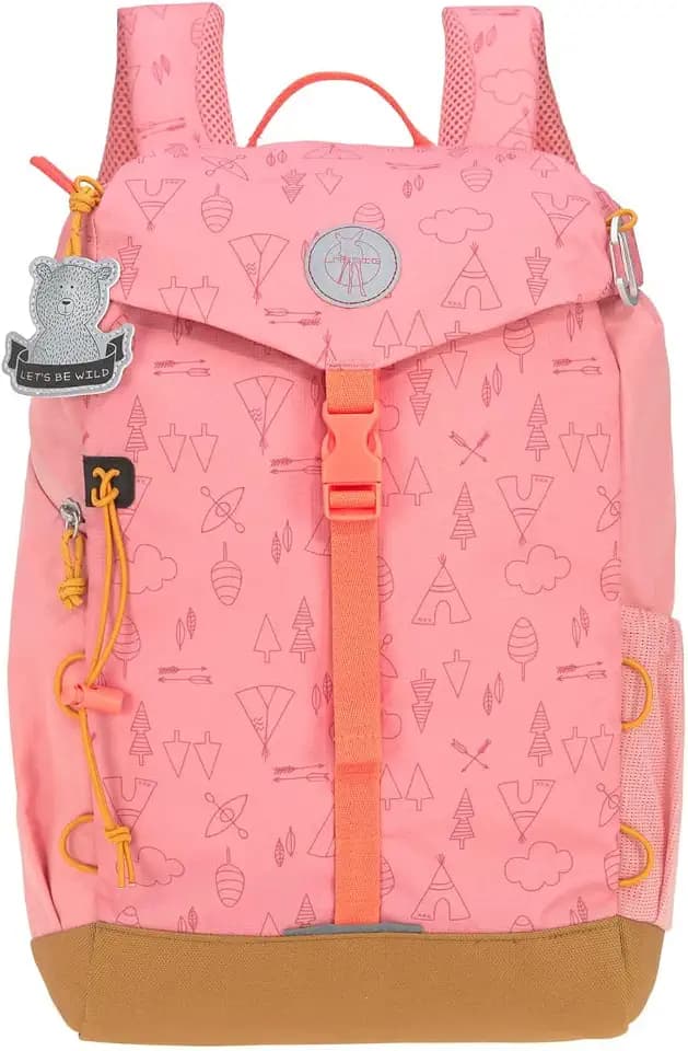 LÄSSIG Kinder Wanderrucksack Kinderrucksack mit Brustgurt gepolsterte Schultergurte wasserabweisend, 14 Liter/Big Outdoor Backpack Adventure Rosa