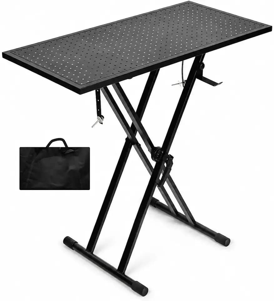 DJ Stand DJ Table,35" x 17.5" Heavy Duty Metal Tabletop 180 lb Capacity