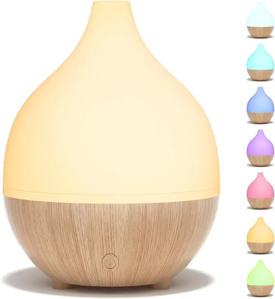 SALKING Diffusor für ätherische Öle, 100 ml, Holzmaserung, Ultraschall, Aromatherapie, Diffusor mit warmweißem Licht, BPA-frei