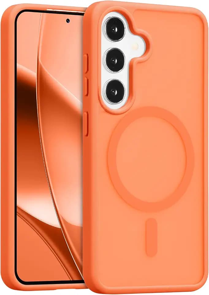 RALEAVO for Samsung Galaxy A15 Case Strong Magnetic Matte Case,Orange