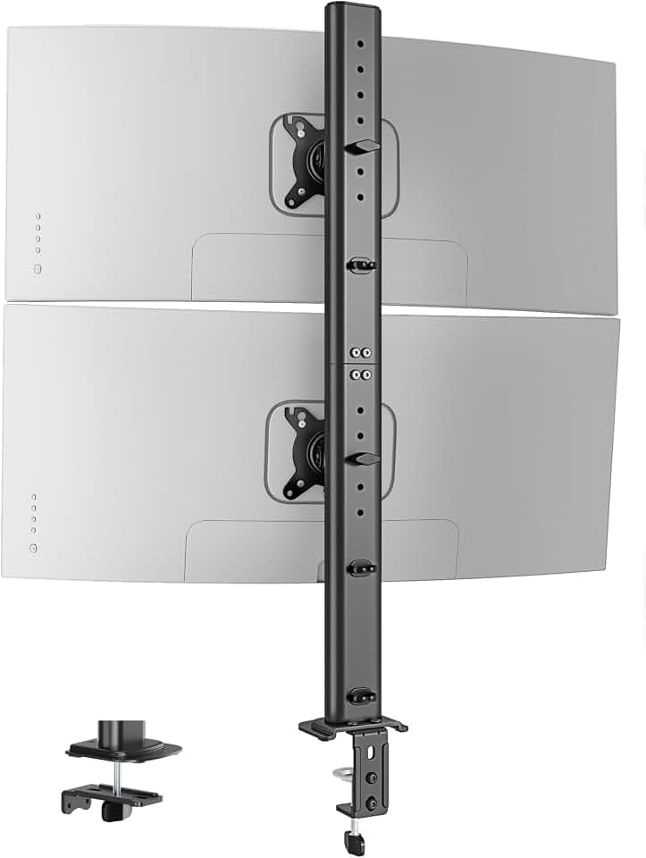 Pegzone Vertical Dual Monitor Mount for 17–34 Inch Screens, 33 lbs per Arm
