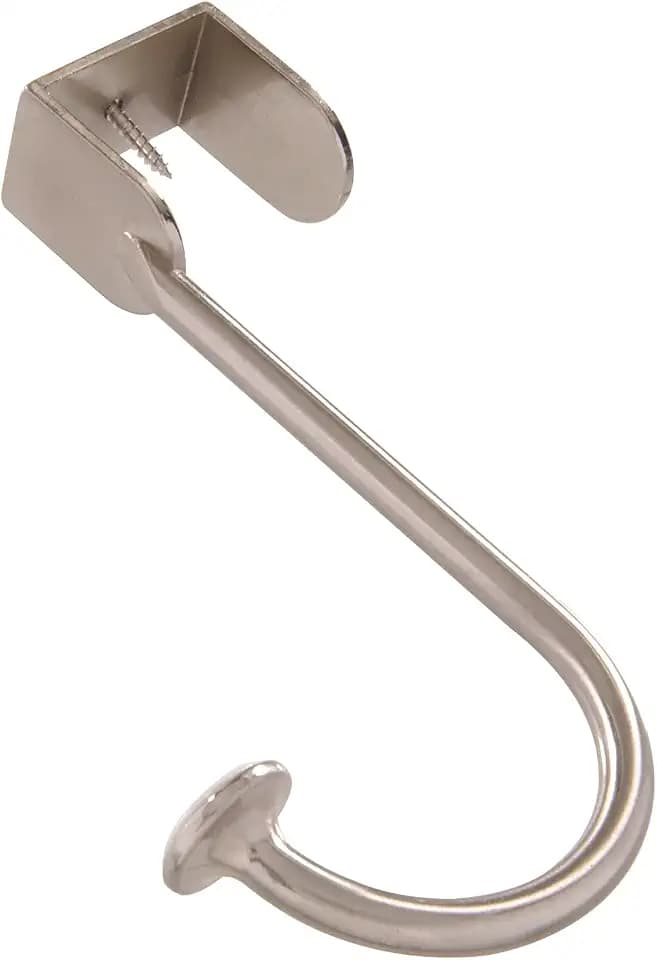 Hillman Over-the-Door Hook, Satin Nickel, No-Tools Single Hook for Coats