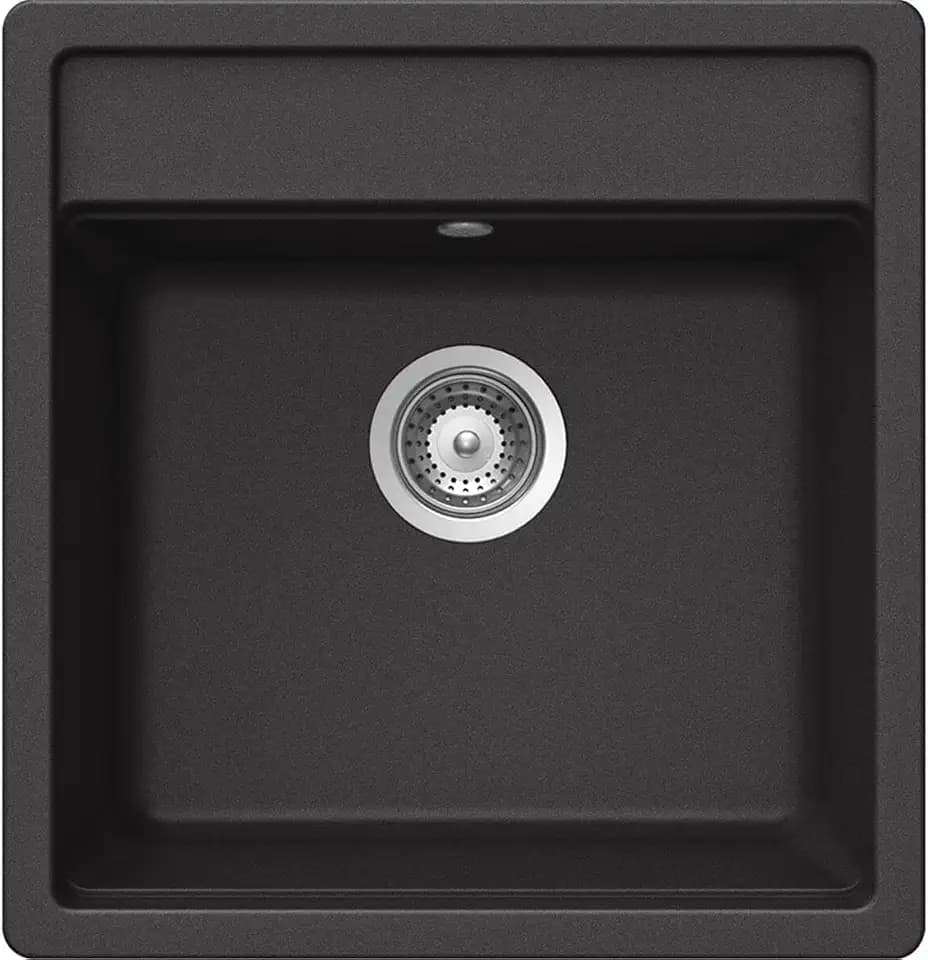 SCHOCK Küchenspüle Nemo N-100S in Nero I kompakte Granitspüle für 50 cm Unterschrank I robustes, pflegeleichtes Cristalite I geräumiges Becken für mehr Komfort I Design-Spüle mit Excenterbedienung