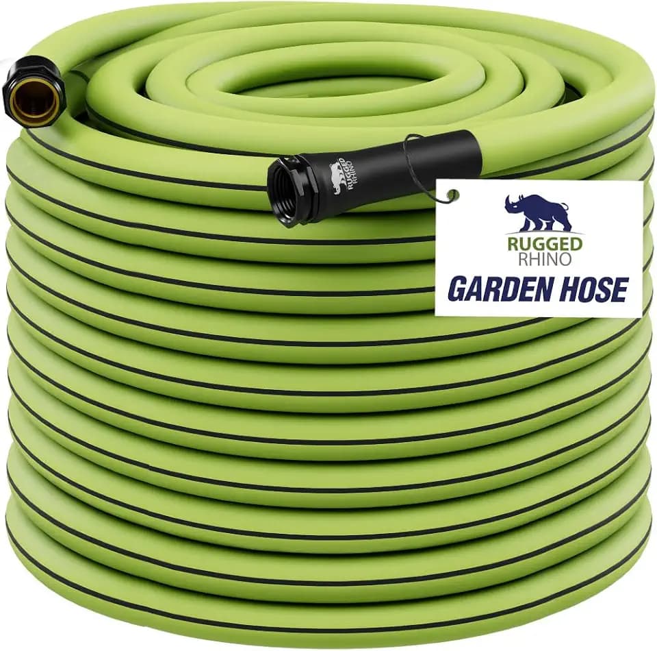 RUGGED RHINO Heavy Duty Garden Hose 25ft x 5/8in, Green and Black