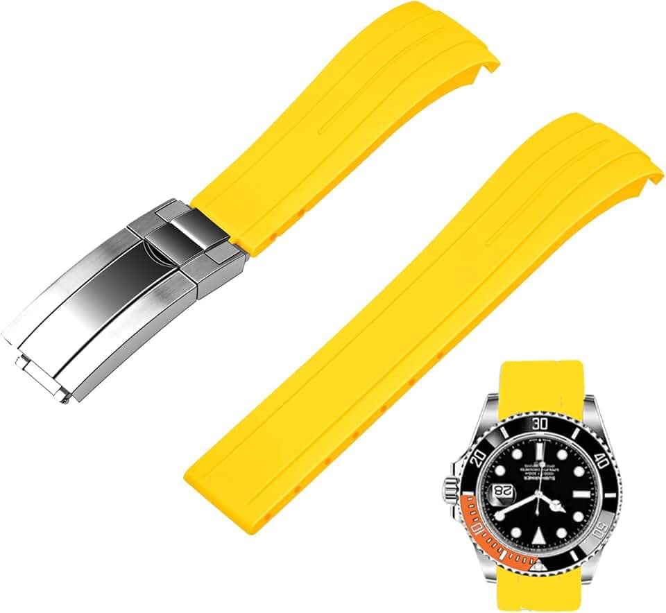 Juntan 18mm 20mm 21mm 22mm Gebogenes Ende Kautschuk Uhrenarmband, Verjüngtes Silikon Gebogenes Ersatz Uhrenarmbänder für Männer Frauen mit Klassischer Tauchschnalle