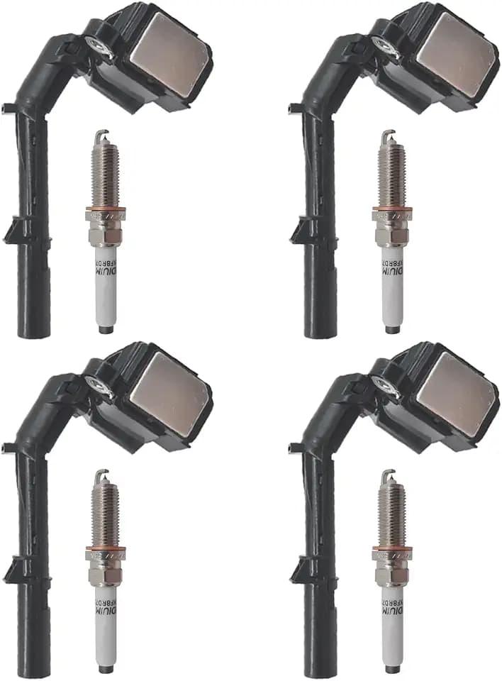 Autowxjq Ignition Coil Iridium Spark Plugs Set of 4pcs UF820 SILZKFR8D7S for Mercedes-Benz B250 C300 C350e CLA250 E300 GLA250 GLC300 GLC350e SLC300 CLA45 GLA45 AMG Metris INFINITI Q50 Q60 QX30 2.0L