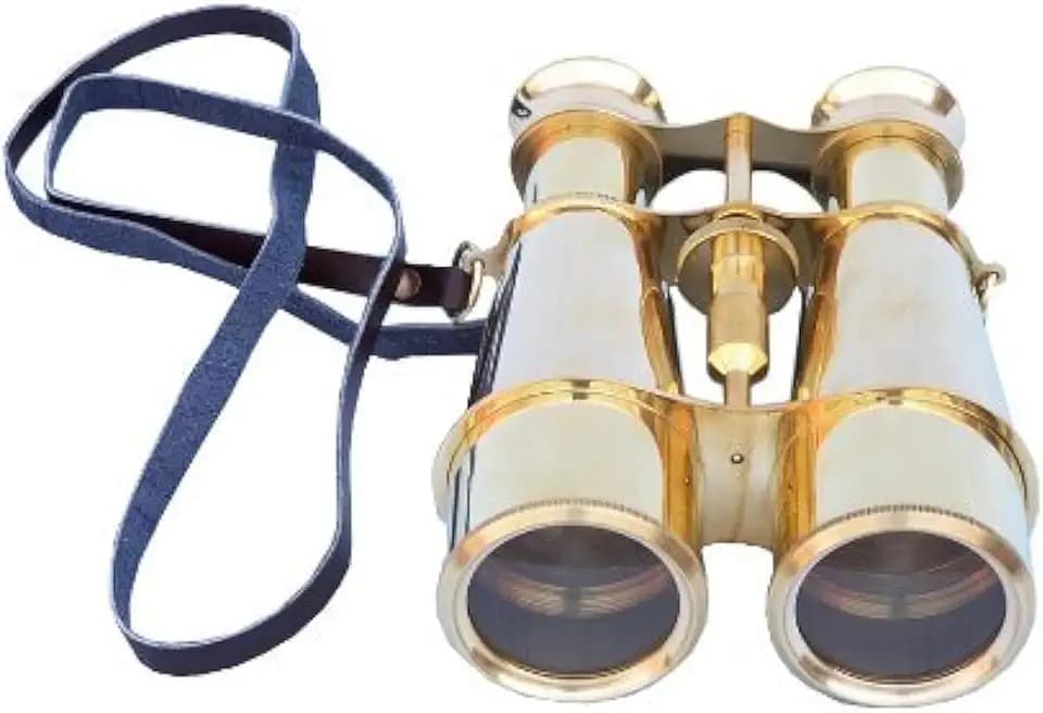 Hampton Nautical Captain's Solid Brass Binoculars, 6", Brass