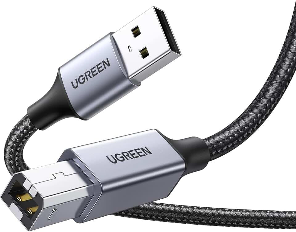 UGREEN Druckerkabel USB A auf USB B Printer Cable (5m) | USB 2.0 Typ B USB Kabel kompatibel mit Laptop, HP, Canon, Epson, Lexmark, Dell, Brother