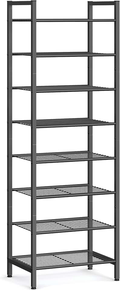SONGMICS 8-Tier Metal Shoe Rack, Vertical Shelf, Holds up to 18 Pairs