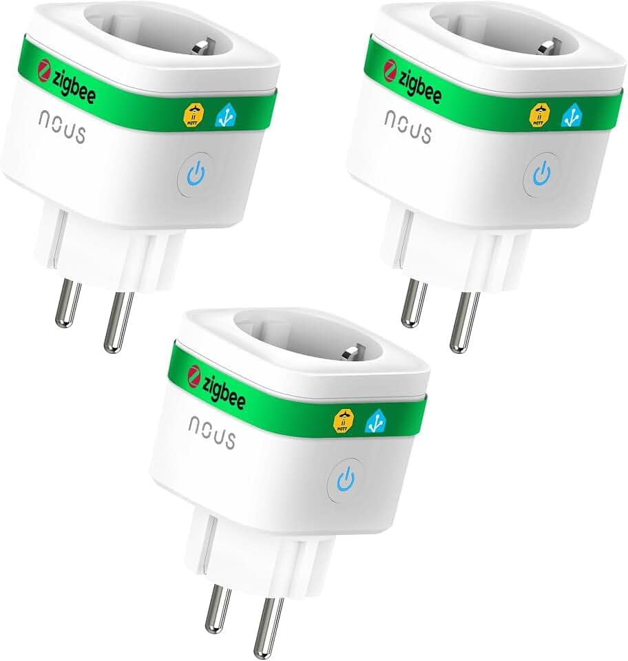 NOUS A7Z ZigBee Smart Steckdose mit Energieüberwachung, 16A, App- & Sprachsteuerung, Zeitplan & Timer, Kompatibel mit Alexa, Google Home, Home Assistant, Tuya, ZigBee-Hub Erforderlich, 3 Pack