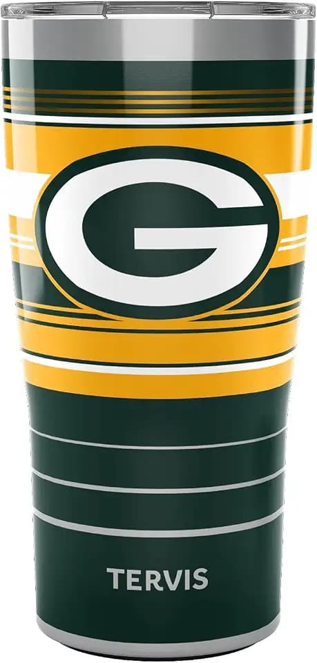 Tervis Traveler NFL Green Bay Packers - Hype Stripes Triple Insulated Tumbler Travel Cup Keeps Drinks Cold & Hot, 20oz, Stainless Steel