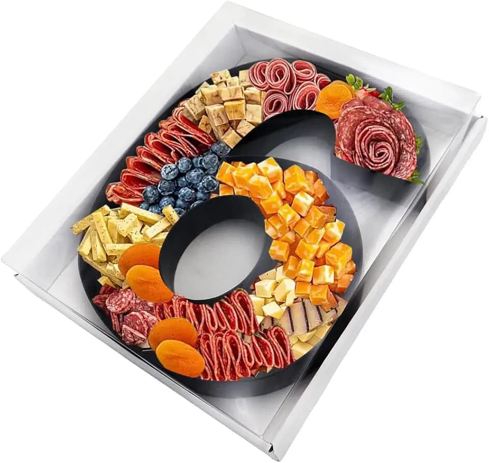 12.5inch Fillable Paper Mache Number Letter Cardboard Cutouts Charcuterie Board Food Sweet Cupcake Tray Party Decorative Box (Number 6&9, Black)
