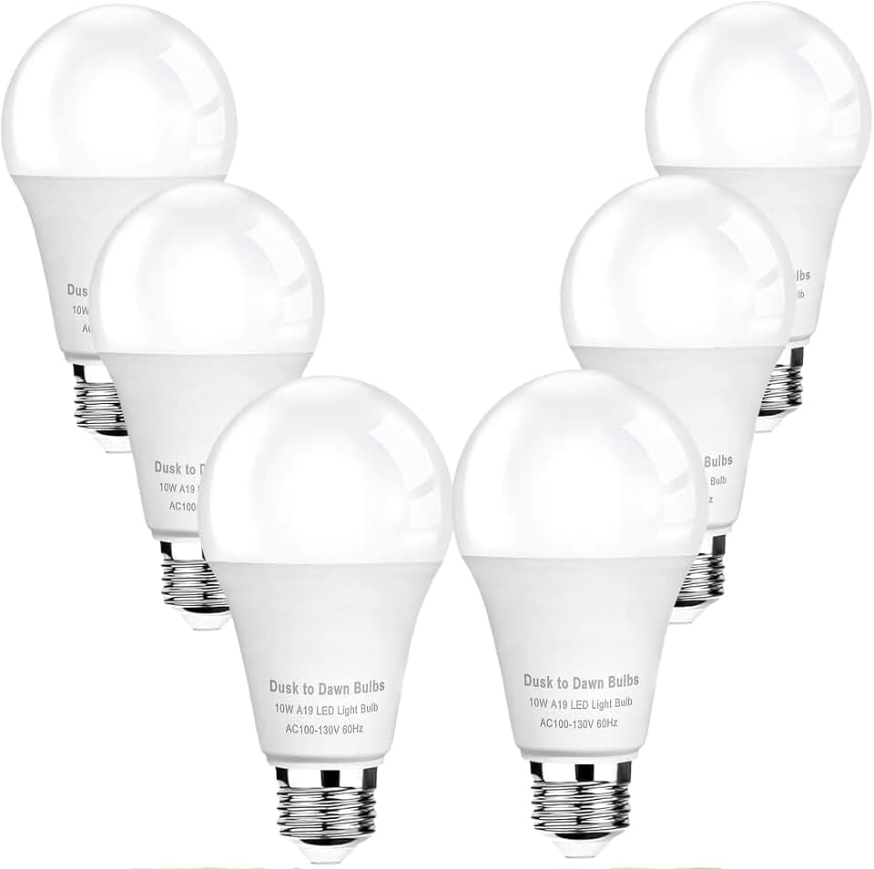 6-Pack Dusk to Dawn LED Light Bulbs, 75W Equivalent, 2700K 1,100LM