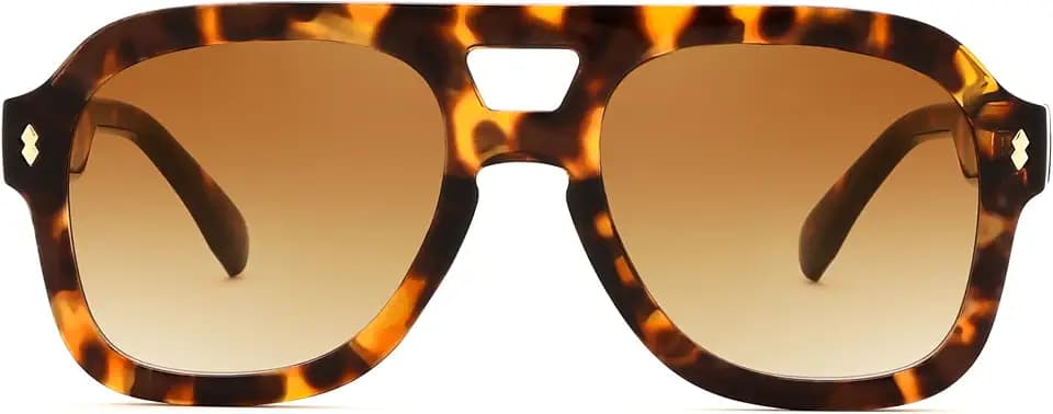 FEISEDY Retro Thick Aviator Sunglasses for Women Men, Large Vintage Shades