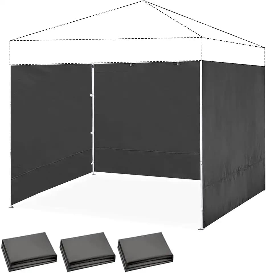 Joramoy Canopy Tent Sidewalls 12×12 Only 3 PCS(Black) Frame NOT Included