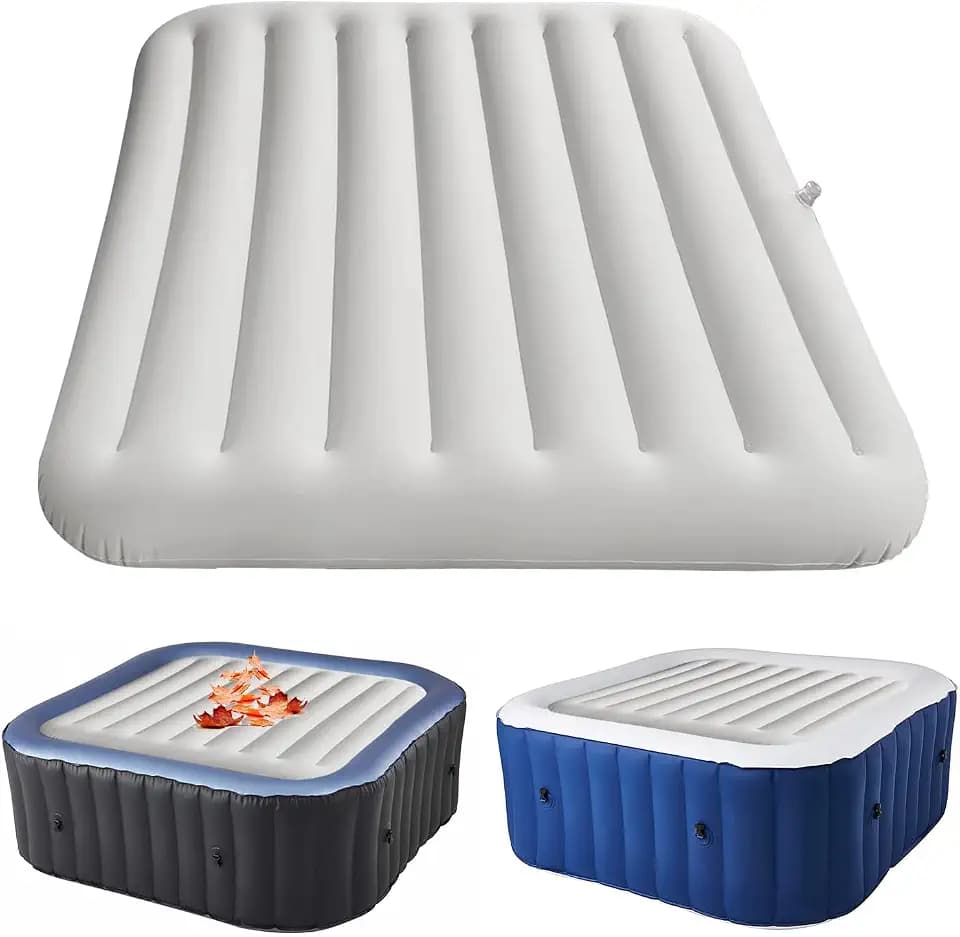 Inflatable Hot Tub Cover, Energy Saving Lid for Outdoor Square Hot Tub, Windproof Rain-Proof Cover Protector Compatible with Most Inflatable Hot Tubs (Square-5.2ft-No Handle)