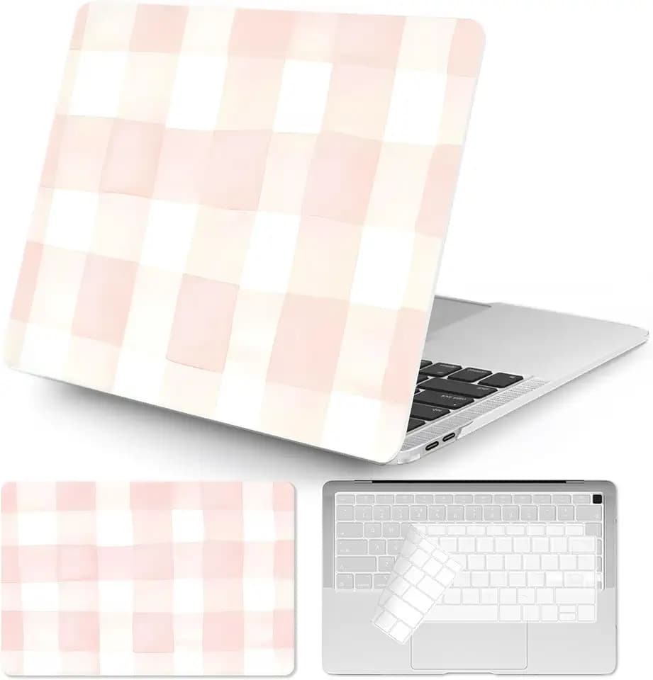 Seorsok Compatible with MacBook Pro 13 inch Case M2 2023,2022,2021-2016 A2338 M1 A2251 A2159 A1989 A1708 A1706,Cute Pink Retro Checkered Aesthetic Plastic Hard Case&Transparent Keyboard Cover,Pink