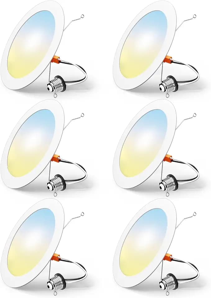 FREELICHT 6 Pack Retrofit LED Recessed Lighting 6 Inch, 5CCT, White
