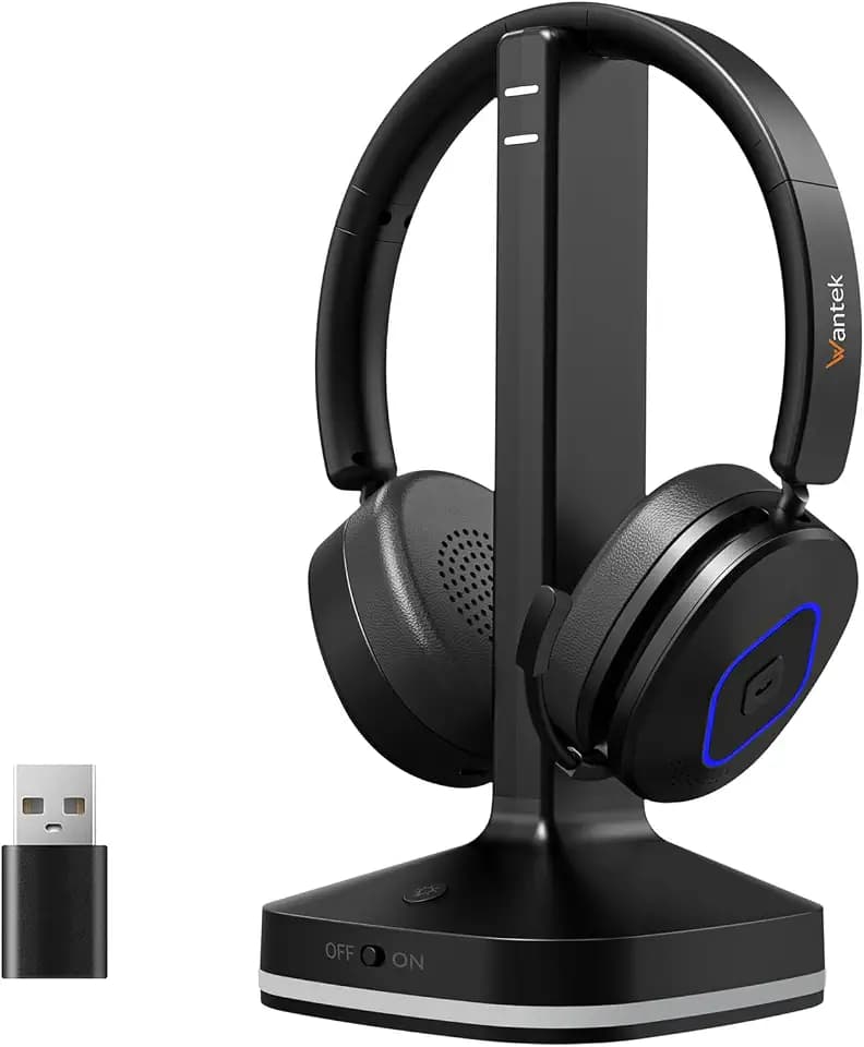 Wantek Wireless Headset with Mic for Work, Bluetooth Headset for Computer