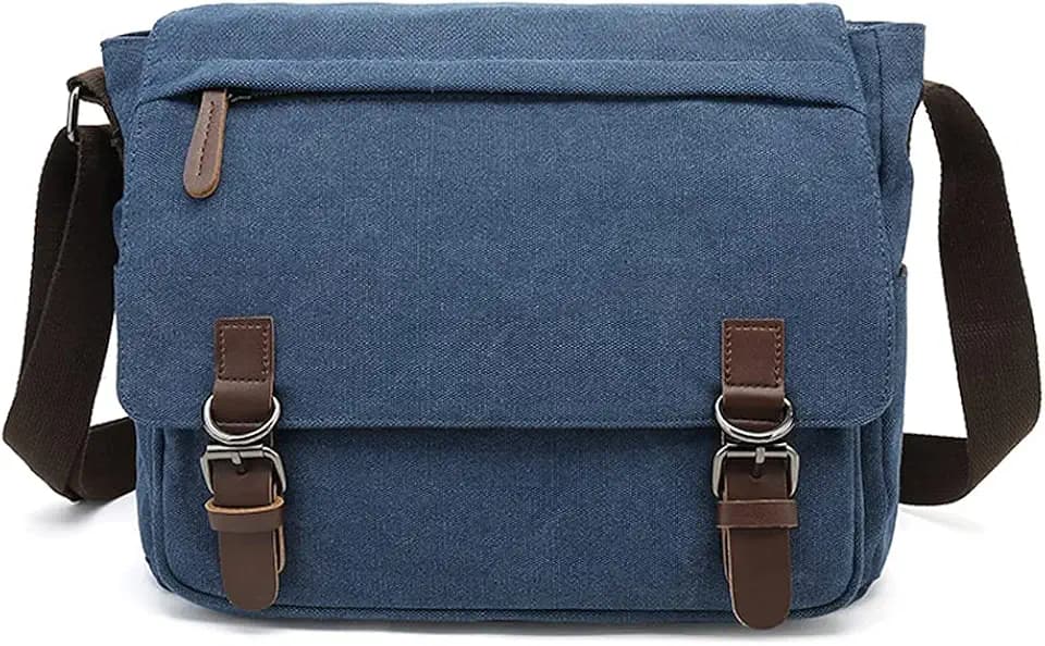 Sechunk Canvas Vintage Messenger Bag Shoulder bag Leather Large Travel Crossbody bags for men women 15inch Laptop