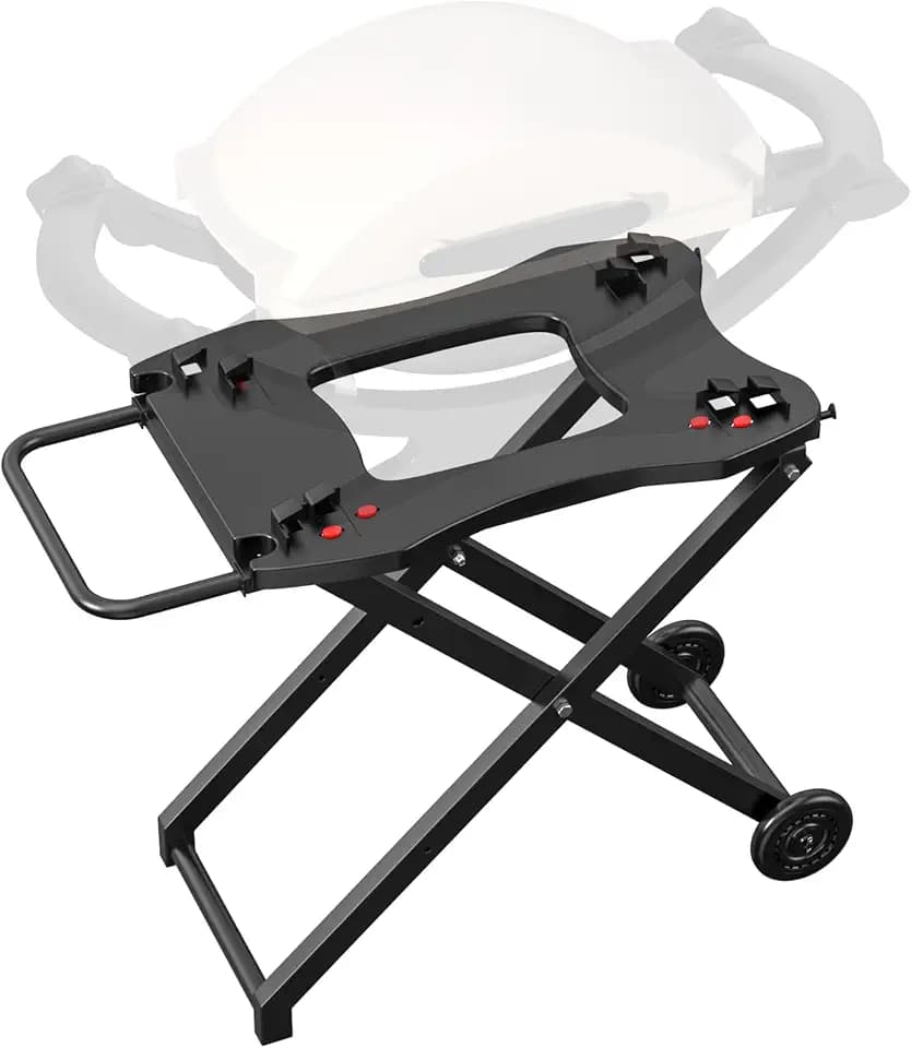 Folding Grill Cart for Weber Q Series, Outdoor Folding Trolley Grill Cart