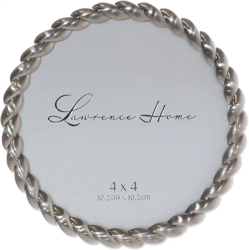 Lawrence Frames Metal Frame, Rope Design, Brushed Nickel, 4x4 Round