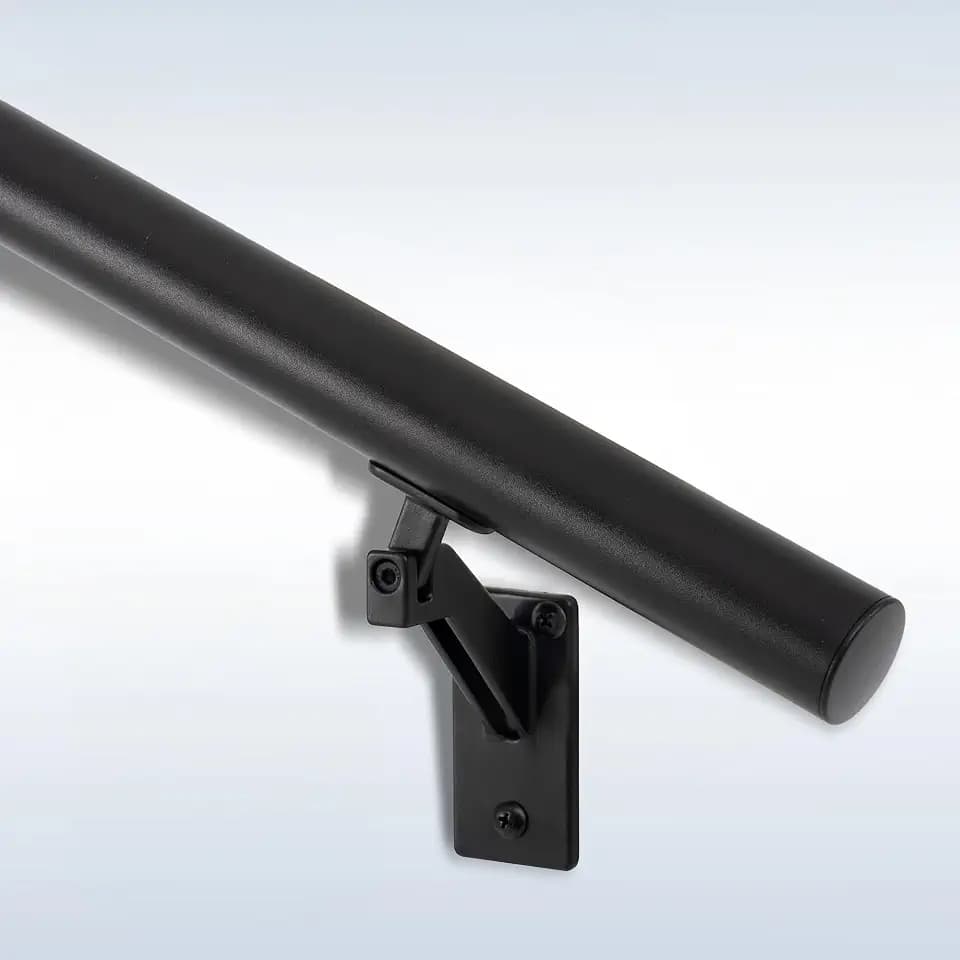 9 FT Handrails Kit for Indoor Outdoor Stairs，Modern Aluminum Handrail Set，1.4" Diameter Bar,Adjustable 304 Stainless Steel Brackets Included，Rust Free. (Matte Black, 9 FT)